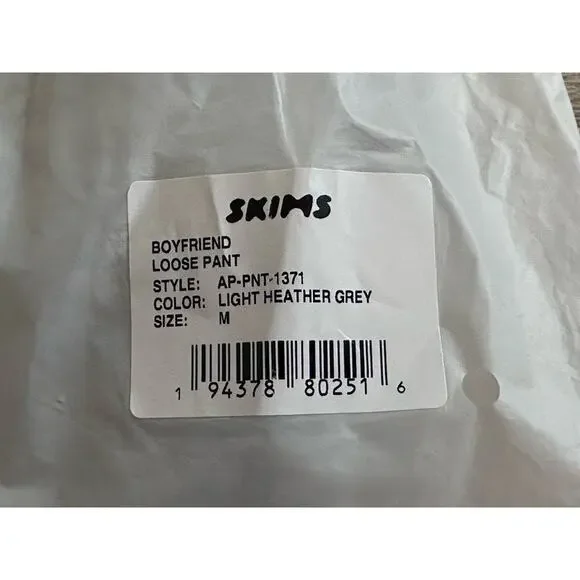 NWT Skims Boyfriend Loose Pant Women's Size M Light Heather Grey - Picture 3 of 3